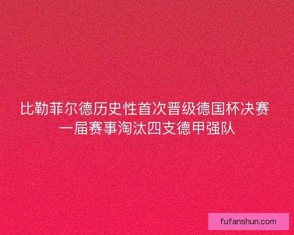 比勒菲尔德历史性首次晋级德国杯决赛 一届赛事淘汰四支德甲强队