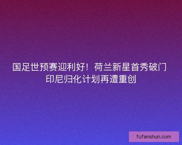 国足世预赛迎利好！荷兰新星首秀破门 印尼归化计划再遭重创
